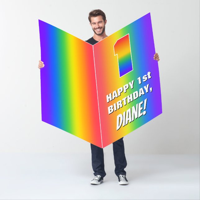 1st Birthday: Colorful, Fun Rainbow Pattern # 1 Card (In Situ)