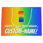 [ Thumbnail: 1st Birthday: Colorful, Fun Rainbow Pattern # 1 Gift Bag ]