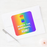 [ Thumbnail: 1st Birthday: Colorful, Fun Rainbow Pattern # 1 Sticker ]