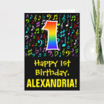 [ Thumbnail: 1st Birthday: Colorful Music Symbols + Rainbow 1 Card ]