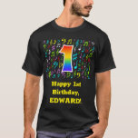 [ Thumbnail: 1st Birthday: Colorful Music Symbols, Rainbow 1 T-Shirt ]