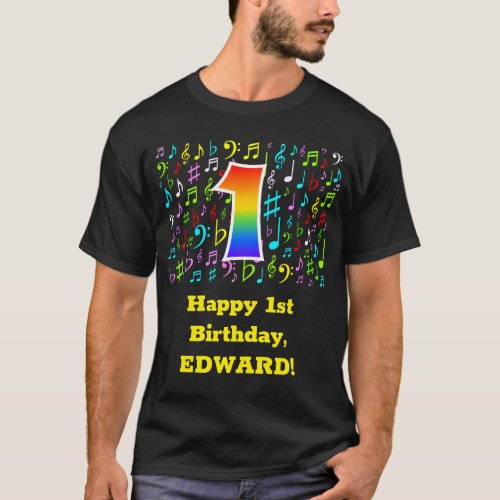 1st Birthday Colorful Music Symbols Rainbow 1 T_Shirt