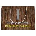 [ Thumbnail: 1st Birthday: Country Western Inspired Look, Name Gift Bag ]