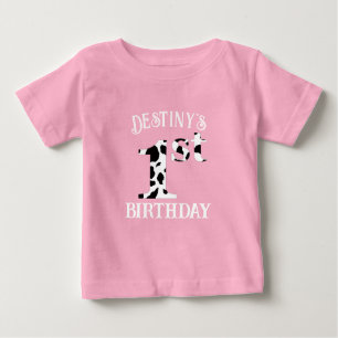1st Birthday Cow Print  Baby T-Shirt