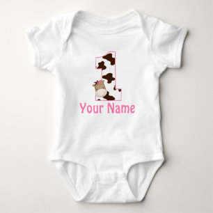1st Birthday Cow Print Girls Personalized Shirt