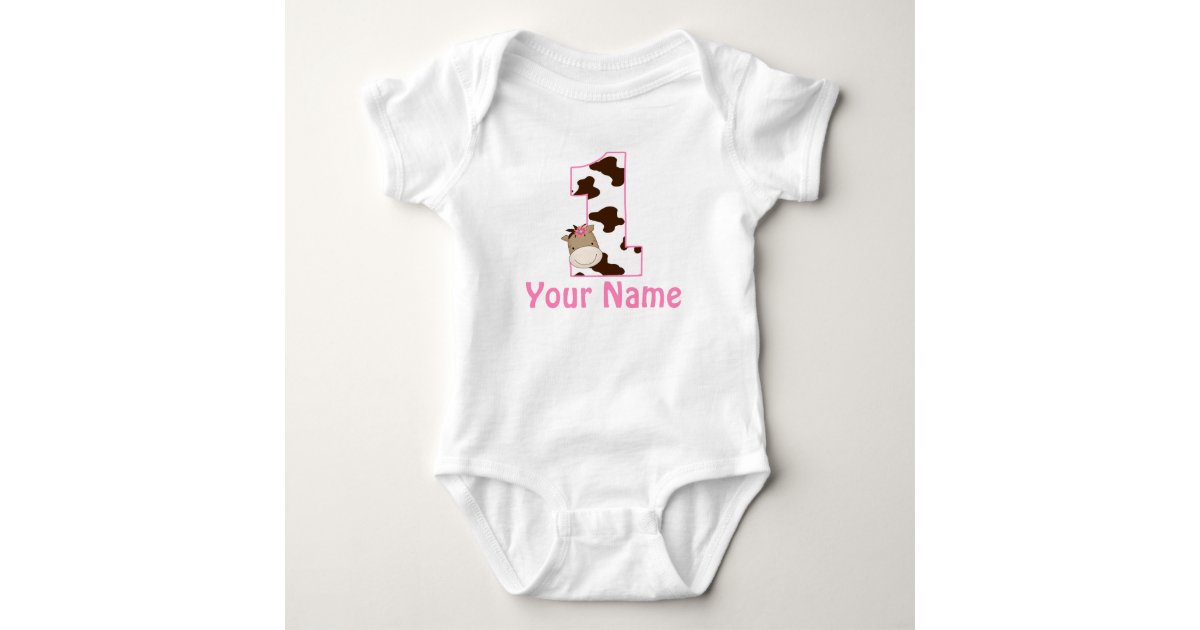1st Birthday Cow Print Girls Personalized Shirt Zazzle