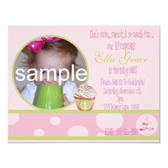 1st birthday cupcake invitation pink green zazzle com