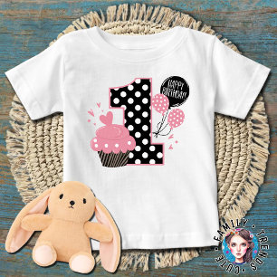 1st Birthday Cupcake Pink Baby T-Shirt