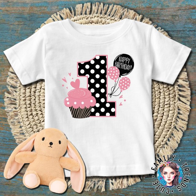 1st Birthday Cupcake Pink Baby T-Shirt (Creator Uploaded)
