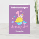 1st Birthday Cupcake Unicorn Granddaughter Card<br><div class="desc">1st Birthday Cupcake Unicorn Granddaughter Card</div>