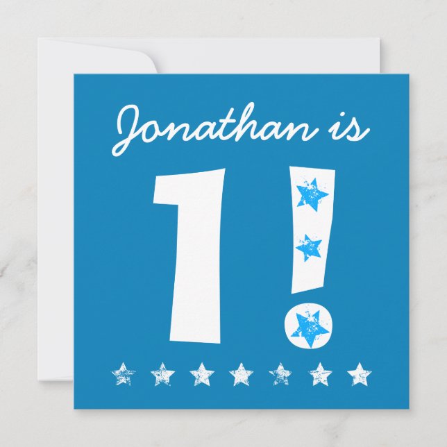 1st Birthday Custom Name Blue for BOY B01 Invitation (Front)