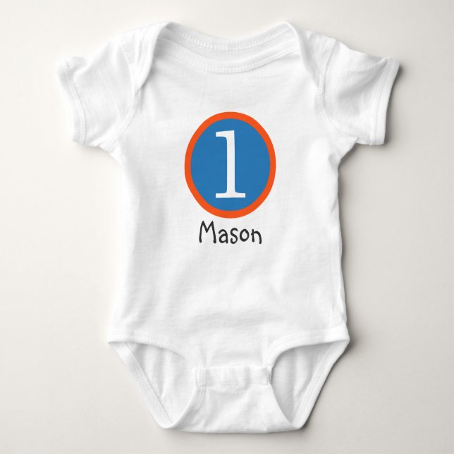 1st Birthday Customizable T-Shirt Boy Baby Bodysuit (Front)