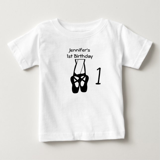 1st Birthday Cute Ballet Dancer Legs & Slippers Baby T-Shirt (Front)