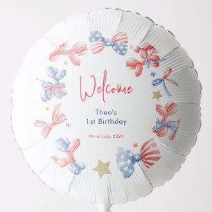 1st Birthday Cute Balloon 4th July Party Welcome