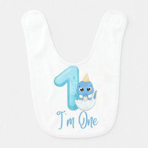 1st Birthday Cute Dinosaur Baby Bib