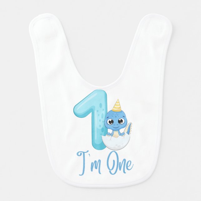 1st Birthday Cute Dinosaur Baby Bib (Front)