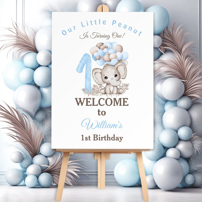 1st Birthday Cute Elephant Blue Boy Welcome Foam Board (1st Birthday Cute Elephant Blue Boy Welcome Foam Board)