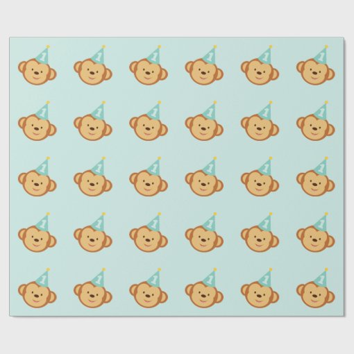 1st Birthday Cute Monkey Wrapping Paper Zazzle