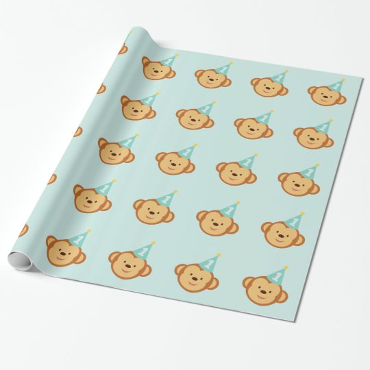 1st Birthday Cute Monkey Wrapping Paper