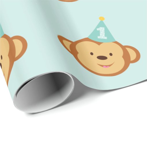 1st Birthday Cute Monkey Wrapping Paper Zazzle