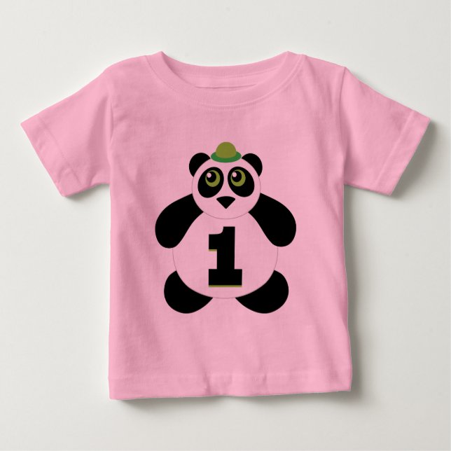1st Birthday Cute Panda Baby T-Shirt (Front)