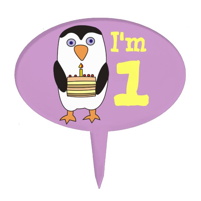 1st Birthday Cute Penguin Cake Topper (Front)