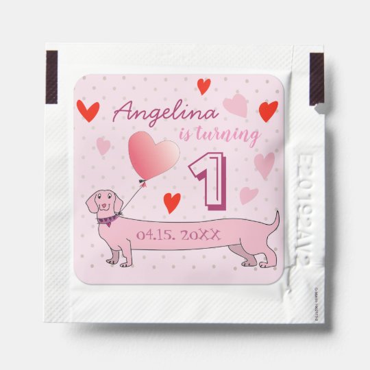 1st Birthday Cute Pink Hand Sanitizer Packet