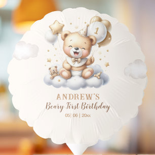 1st Birthday Cute Teddy Bear Birthday Boy Balloon
