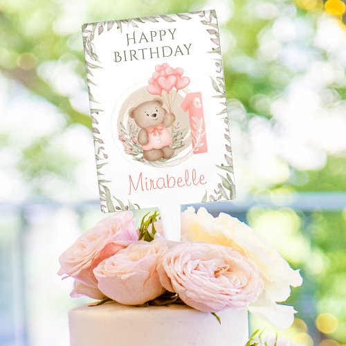 1st Birthday Cute Teddy Bear  Cake Topper