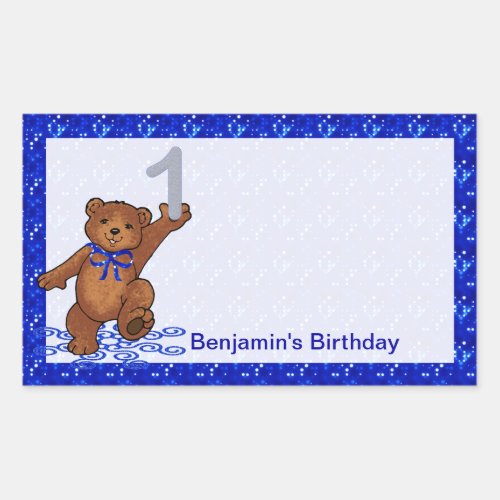 1st Birthday Dancing Bear Scrapbook Rectangular Sticker