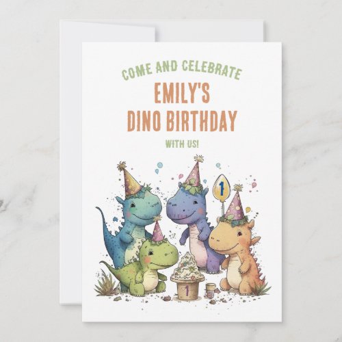 1st birthday  Dino Bash  Invitation