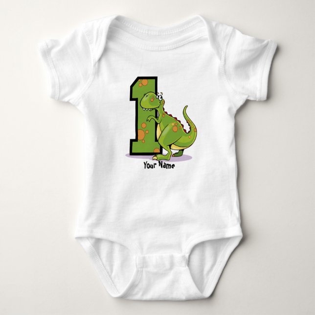 1st Birthday Dinosaur Customize Baby Bodysuit (Front)