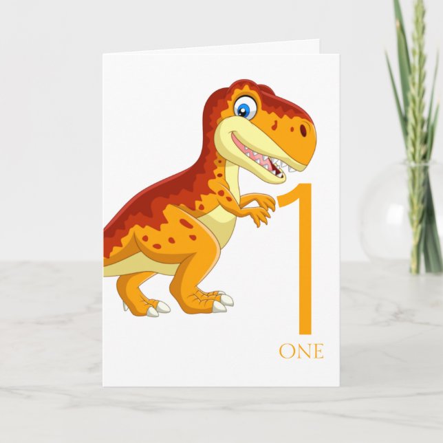 1st Birthday Dinosaur Gold Card (Front)