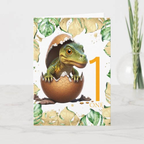 1st Birthday Dinosaur happy baby Jungle Card