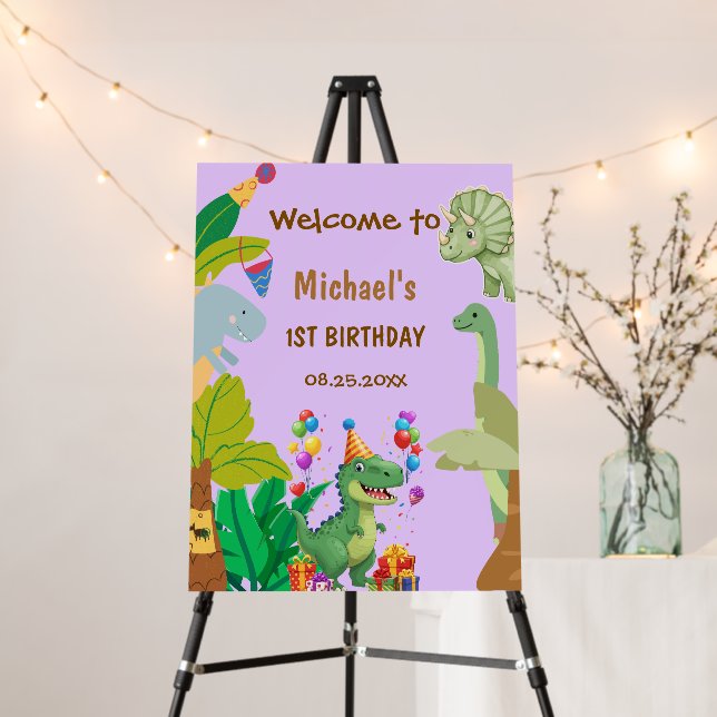 1st Birthday Dinosaur Minimal baby boy Foam Board (In Situ (Stand))
