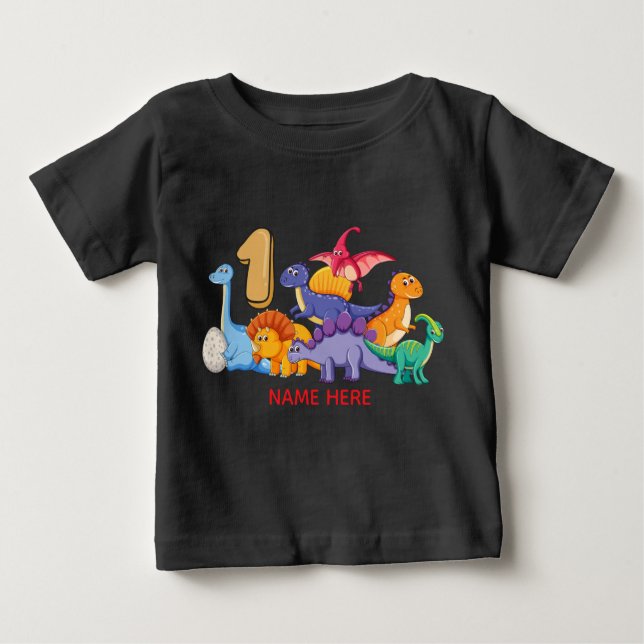 1st Birthday Dinosaur Party Baby T-Shirt (Front)