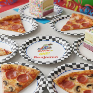 1st Birthday Dinosaur Race Car Ready Set  Paper Plates
