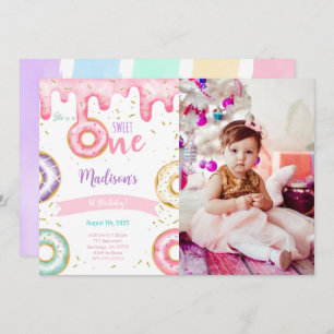 1st Birthday Donut Photo Invitation