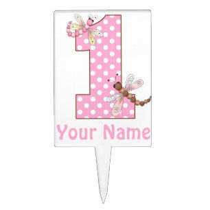 1st Birthday Dragonfly Personalized Cake Topper