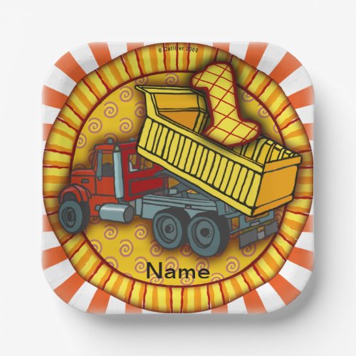 1st Birthday Dump Truck Paper Plates