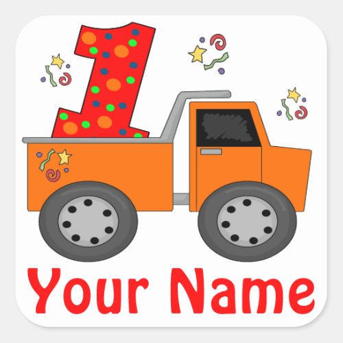 1st Birthday Dump Truck Personalized Sticker