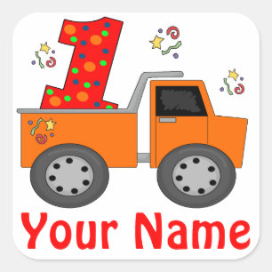 1st Birthday Dump Truck Personalized Sticker
