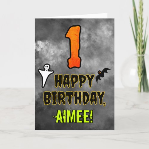 1st Birthday Eerie Halloween Theme  Custom Name Card