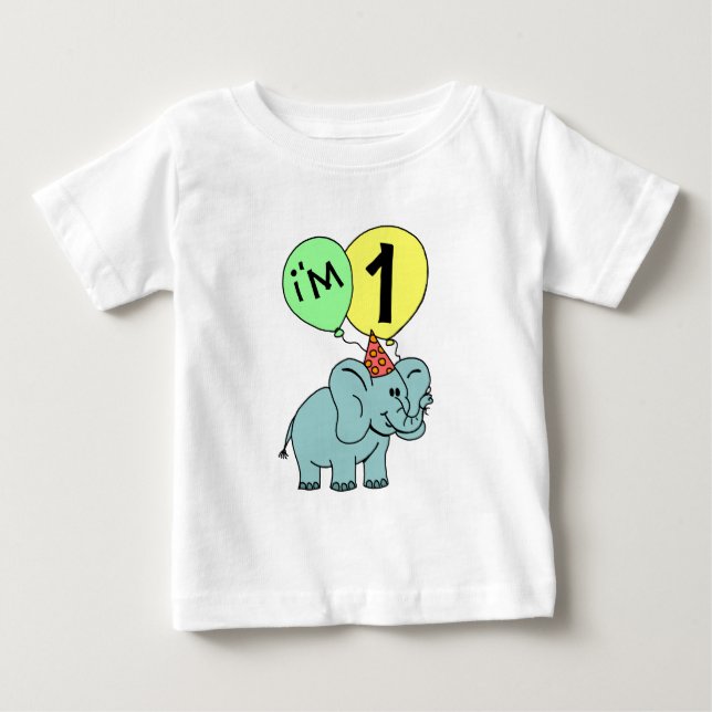 1st Birthday Elephant Baby T-Shirt (Front)