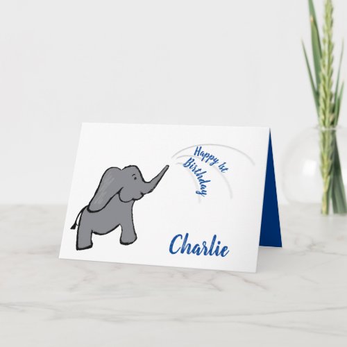 1st birthday elephant blue boy card