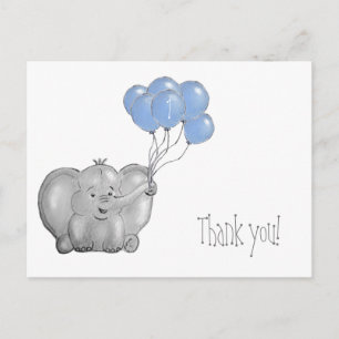 1st birthday elephant thank you postcard