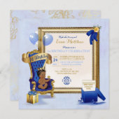 1st Birthday Ethnic Boy Royal Blue Gold Photo Invitation (Front/Back)