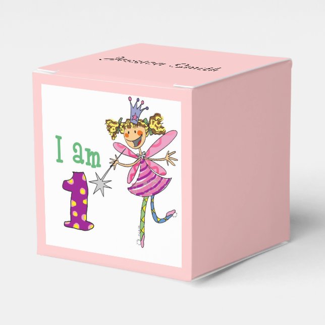 1st birthday - fairy birthday parties customized favor boxes (Front Side)