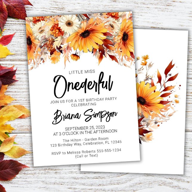 1st Birthday Fall Floral Invitation (Creator Uploaded)