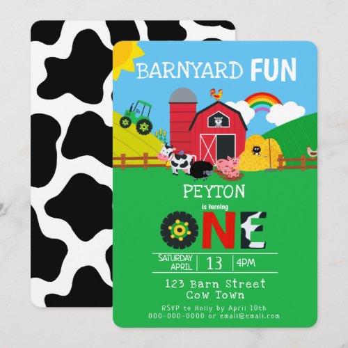 1st Birthday Farm Animals Barnyard Fun Kids Cute